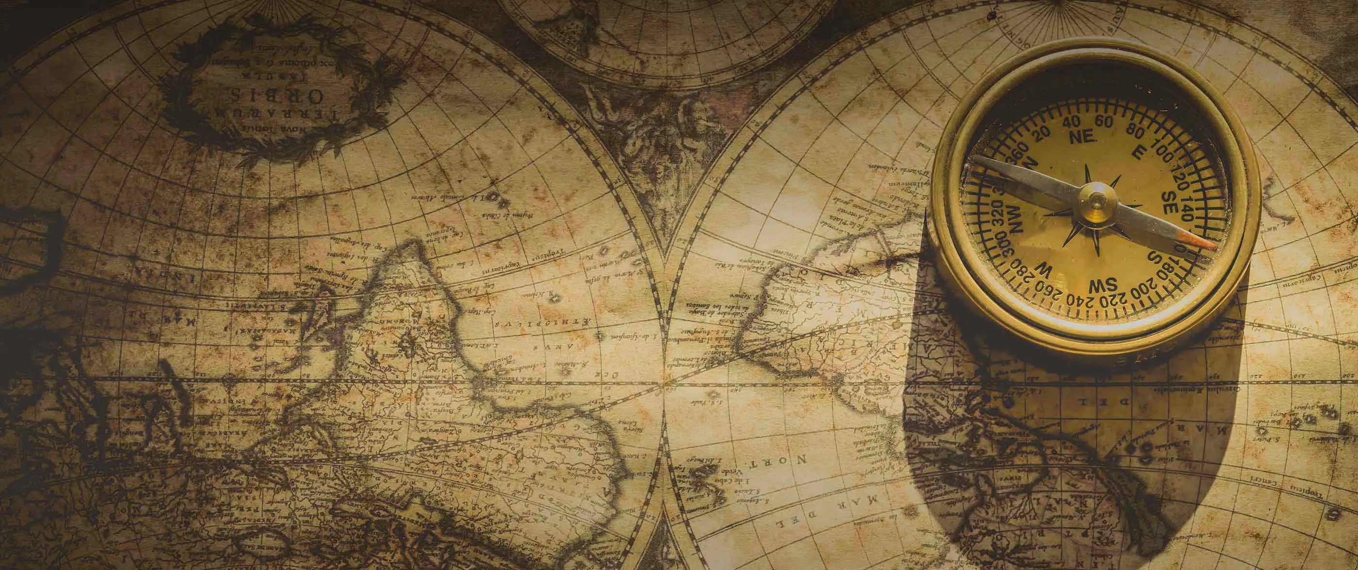 Vintage map and compass